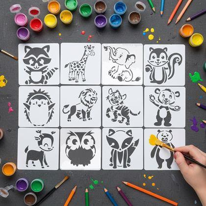 Obrazek z Szablony zwierzątek do malowania 13x13 cm 12 szt