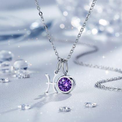 Obrazek z Łańcuszek z zawieszką znaku zodiaku - Ryby