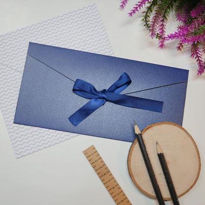 Obrazek z Koperta prezentowa z wstążką -  niebieska