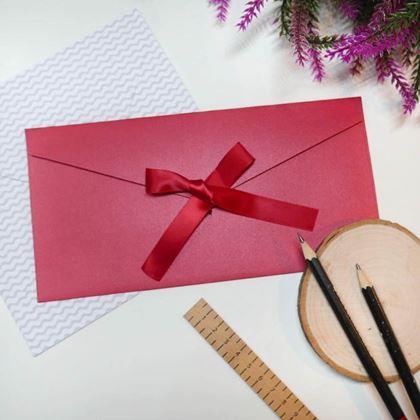 Obrazek z Koperta prezentowa z wstążką -  czerwona