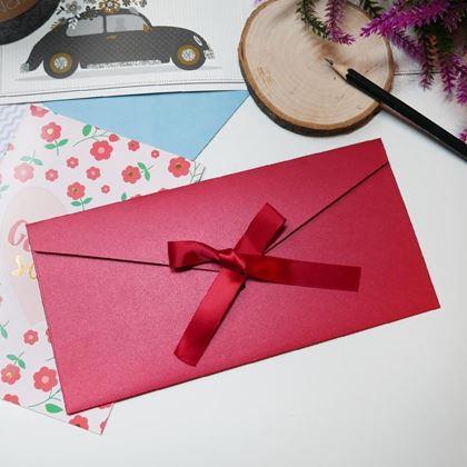 Obrazek z Koperta prezentowa z wstążką -  czerwona