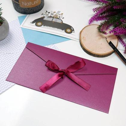 Obrazek z Koperta prezentowa z wstążką -  bordowa