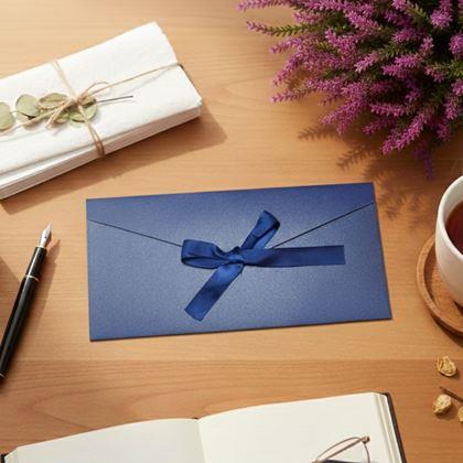 Obrazek z Koperta prezentowa z wstążką -  niebieska