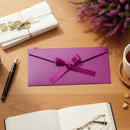 Obrazek z Koperta prezentowa z wstążką -  bordowa