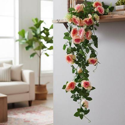 Obrazek z Sztuczna zwisająca roślina 90 cm - różowo-pomarańczowy