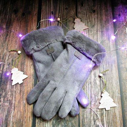 Obrazek z Rękawiczki z futerkiem  -  szare