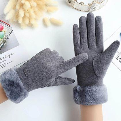 Obrazek z Rękawiczki z futerkiem  -  szare