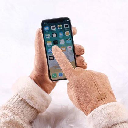 Obrazek z Rękawiczki z futerkiem  -  brązowe