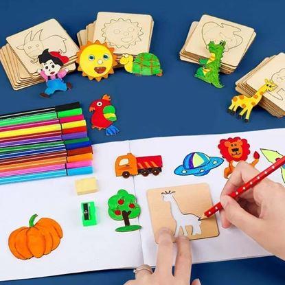 Obraz Drewniany zestaw do rysowania 100 szt