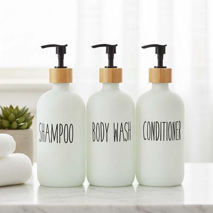 Obrazek z Dozowniki do łazienki na szampon, odżywkę i żel pod prysznic