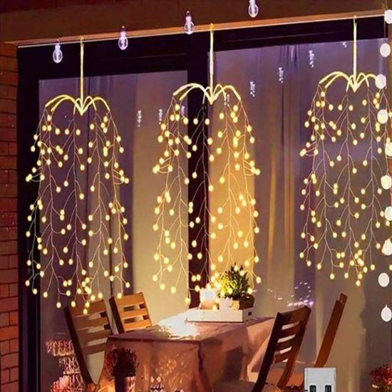 Obrazek z LED wiszące lampki z gałązkami wierzby i zasilaniem USB