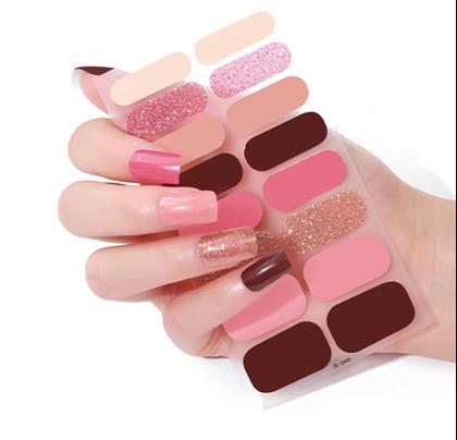 Obrazek z Naklejki samoprzylepne na paznokcie  - różowy i bordo