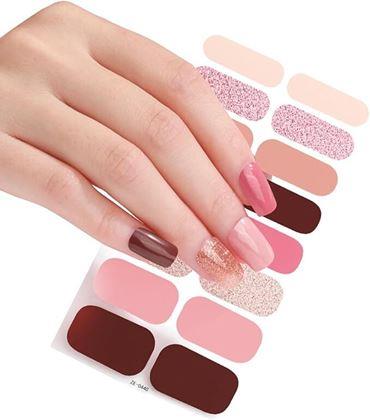 Obrazek z Naklejki samoprzylepne na paznokcie  - różowy i bordo