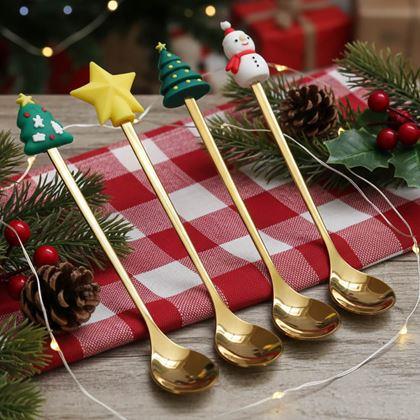 Obrazek z Zestaw świątecznych łyżeczek w ozdobnym pudełku 4 szt.