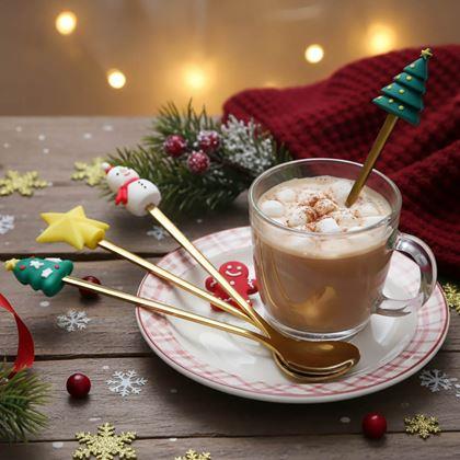 Obrazek z Zestaw świątecznych łyżeczek w ozdobnym pudełku 4 szt.