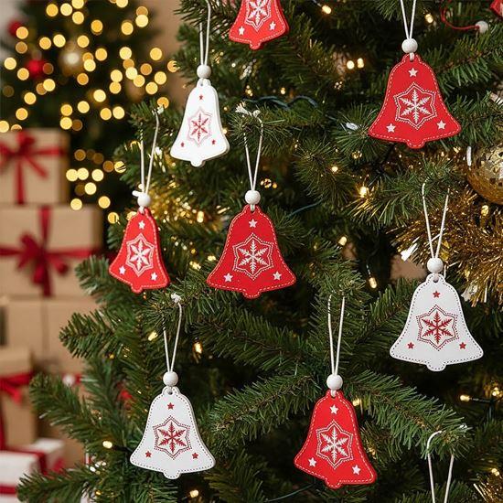 Obrazek z Zestaw drewnianych ozdób 12 szt. - dzwoneczki