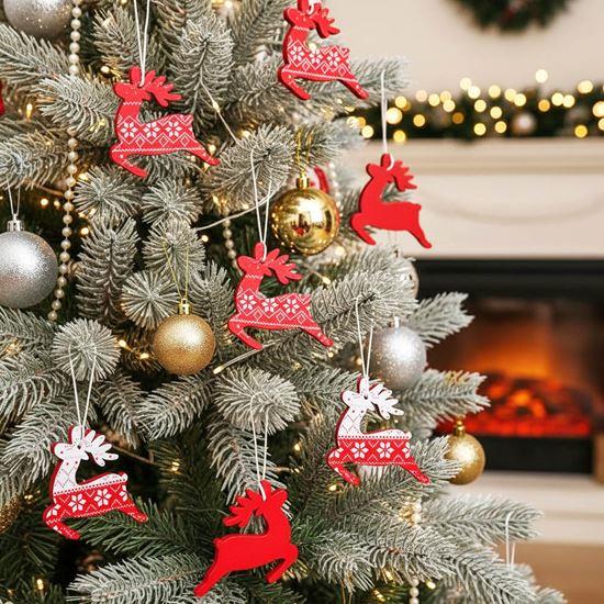 Obrazek z Zestaw drewnianych ozdób 12 szt. - renifery