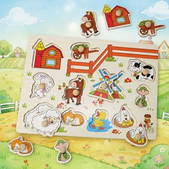 Obrazek z Drewniana układanka  - zwierzątka na farmie