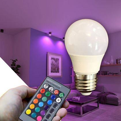 Obrazek z Żarówka LED RGB ze sterownikiem - 16 kolorów