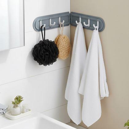 Obrazek z Naklejany narożny wieszak z 6 haczykami