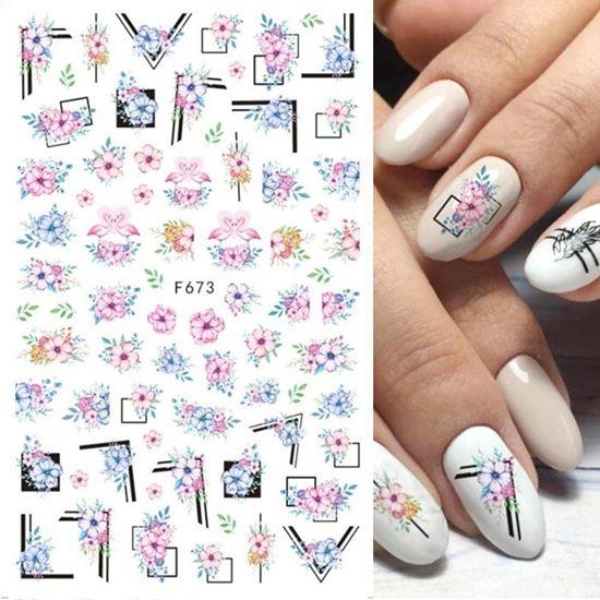 Obrazek z Zestaw naklejek na paznokcie - 71 szt. kwiatów