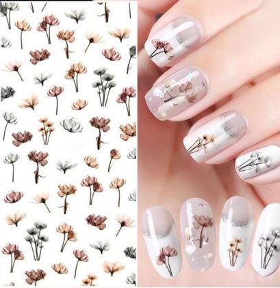 Obrazek z Zestaw naklejek na paznokcie - 79 szt. kwiatów łąkowych