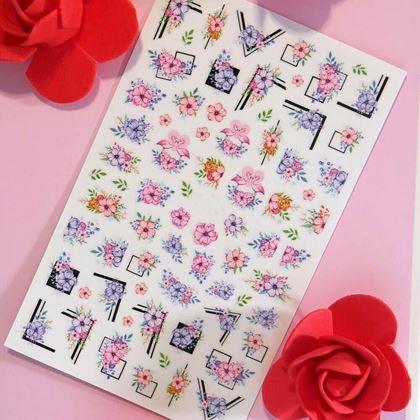Obrazek z Zestaw naklejek na paznokcie - 71 szt. kwiatów