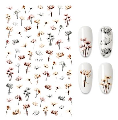 Obrazek z Zestaw naklejek na paznokcie - 79 szt. kwiatów łąkowych