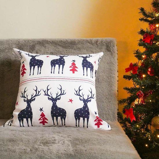 Obrazek z Świąteczny pokrowiec na poduszkę 40x40 cm  -  jelenie