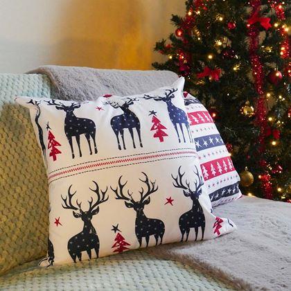 Obrazek z Świąteczny pokrowiec na poduszkę 40x40 cm  -  jelenie