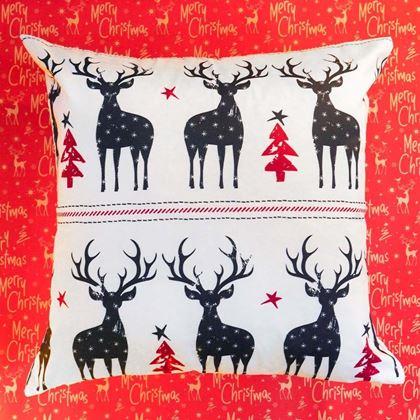 Obrazek z Świąteczny pokrowiec na poduszkę 40x40 cm  -  jelenie