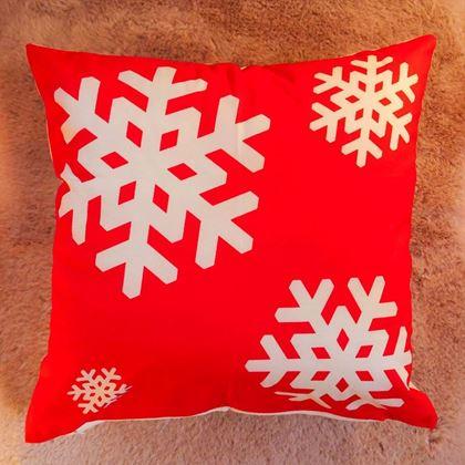 Obrazek z Świąteczny pokrowiec na poduszkę 40x40 cm  -  płatki śniegu