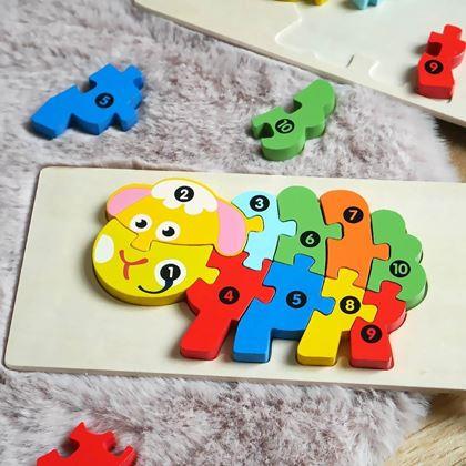 Obrazek z Drewniane puzzle z cyframi  -  owce