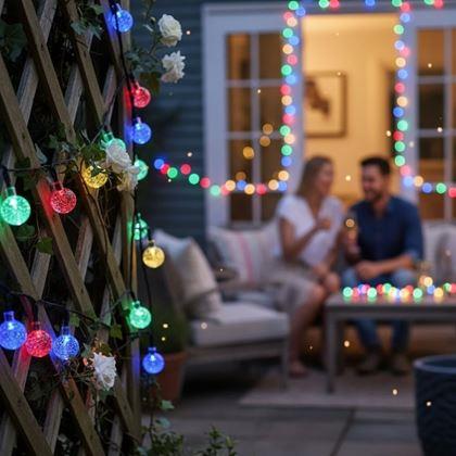 Obrazek z Dekoracyjne kolorowe oświetlenie solarne, 30 żarówek, 4,4 m