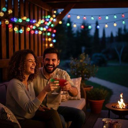 Obraz Dekoracyjne kolorowe oświetlenie solarne, 30 żarówek, 4,4 m