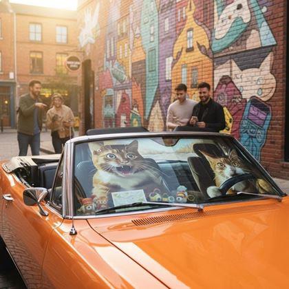 Obrazek z Osłona przeciwsłoneczna do samochodu z przyssawkami - koty