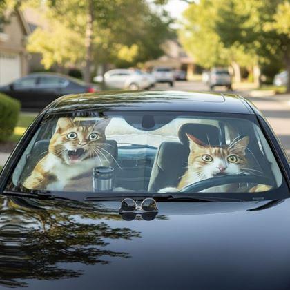 Obrazek z Osłona przeciwsłoneczna do samochodu z przyssawkami - koty