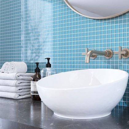 Obrazek z Mozaika szklana na siatce 30 x 30 cm - czarno -  jasnoniebieska