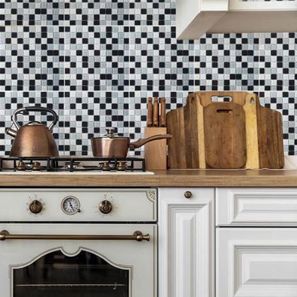 Obrazek z Mozaika szklana na siatce 30 x 30 cm - czarno - biała