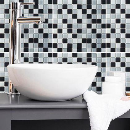 Obrazek z Mozaika szklana na siatce 30 x 30 cm - czarno - biała