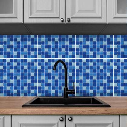 Obrazek z Mozaika szklana na siatce 30 x 30 cm - czarno -  mix niebieski