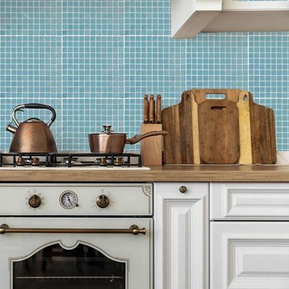 Obrazek z Mozaika szklana na siatce 30 x 30 cm - czarno -  jasnoniebieska