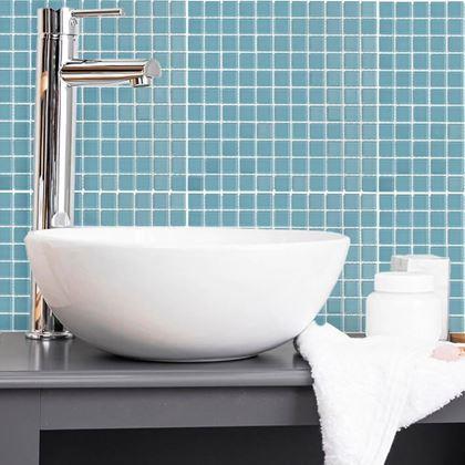 Obrazek z Mozaika szklana na siatce 30 x 30 cm - czarno -  jasnoniebieska