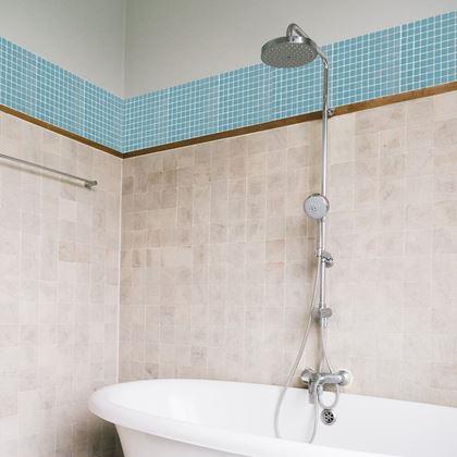 Obrazek z Mozaika szklana na siatce 30 x 30 cm - czarno -  jasnoniebieska