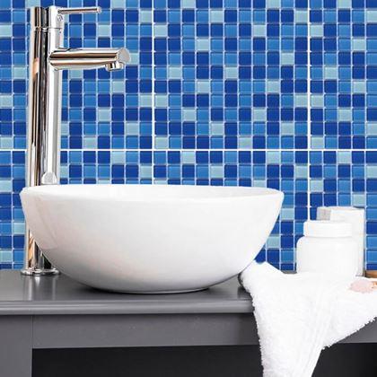 Obrazek z Mozaika szklana na siatce 30 x 30 cm - czarno -  mix niebieski