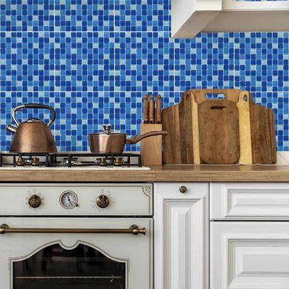 Obrazek z Mozaika szklana na siatce 30 x 30 cm - czarno -  mix niebieski