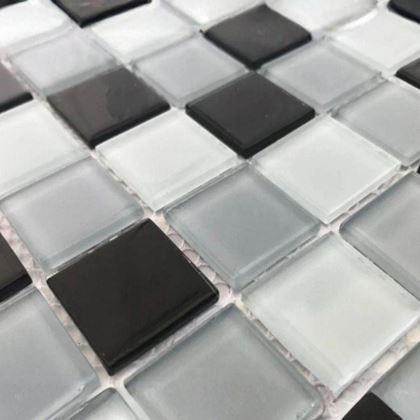 Obrazek z Mozaika szklana na siatce 30 x 30 cm - czarno - biała