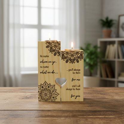 Obraz Drewniane świeczniki na tealighty dla par, 2 szt.