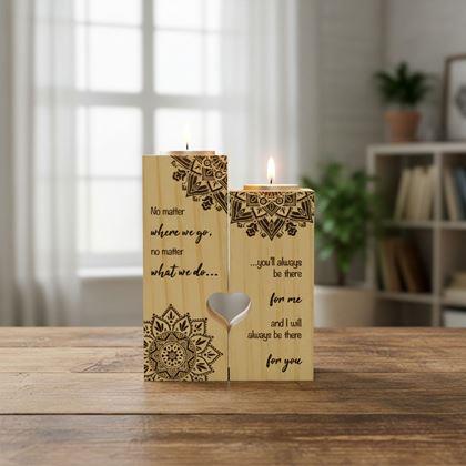 Obrazek z Drewniane świeczniki na tealighty dla par, 2 szt. - mandala