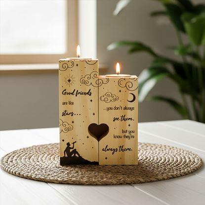 Obraz Drewniane świeczniki na tealighty dla par, 2 szt.